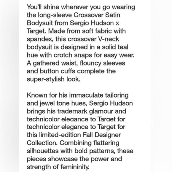 Sergio Hudson x Target Teal Crossover Satin Bodysuit Sz 2X - Picture 13 of 16